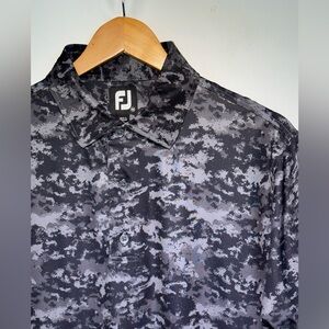 FootJoy FJ Mens Golf Polo Shirt Medium Gray Camo Stretch Short Sleeve Athletic
